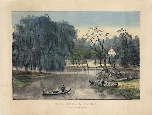 The Rural Lake - Original Medium Folio Currier & Ives lithograph