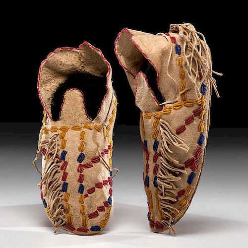 Southern Cheyenne Beaded Hide Moccasins From the US Children's Museum on the 19th Century  