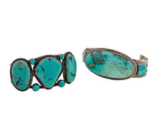 Navajo Silver and Turquoise Bracelets from Asa Glascock Trading Post, Gallup, New Mexico  
