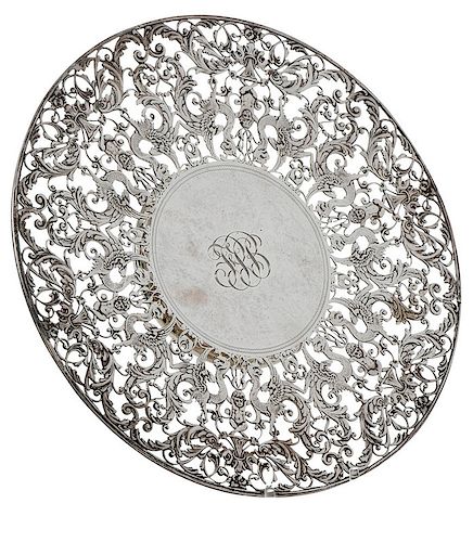Sterling Footed and Pierced Cake Plate
