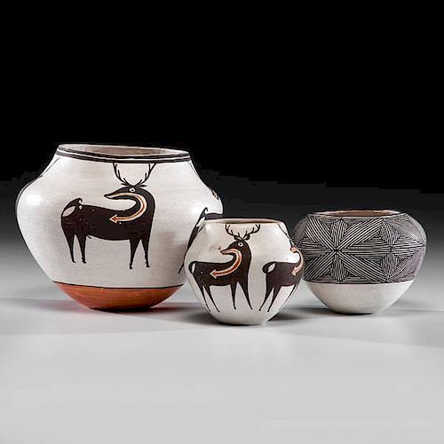 Marie Zieu Chino (Acoma, 1907-1982) Pottery Jars 