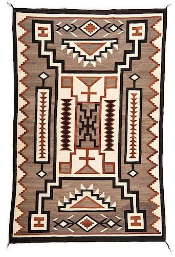Navajo Crystal Storm Pattern Weaving / Rug From Asa Glascock Trading Post, Gallup, New Mexico 
