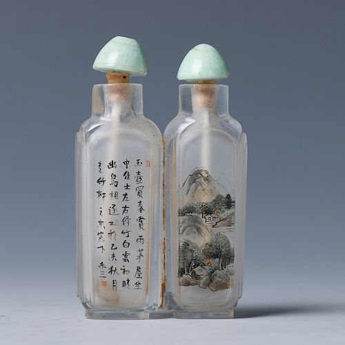 GLASS REVERSE PAINTED "DOUBLE" SNUFF BOTTLES, QING