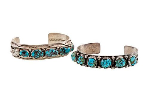 Navajo Silver and Turquoise Row Bracelets from Asa Glascock Trading Post, Gallup, NM 