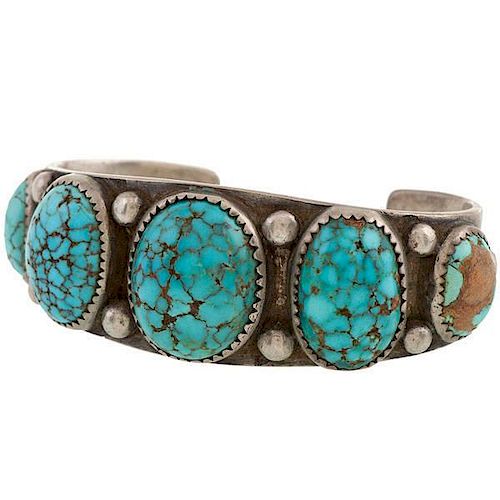 Navajo Turquoise Row Bracelet from Asa Glascock Trading Post, Gallup, NM 