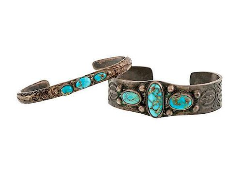 Navajo Silver and Turquoise Bracelets 