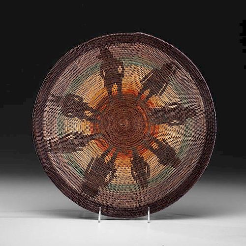 Elsie Holiday (Dine [Navajo], b. 1964) Polychrome Basketry Tray 