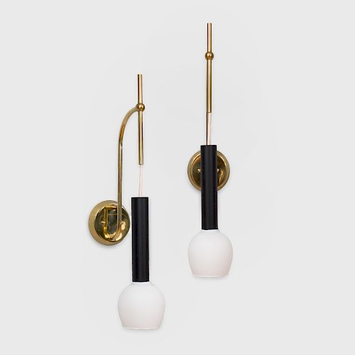 Pair of Brass and Steel Sconces