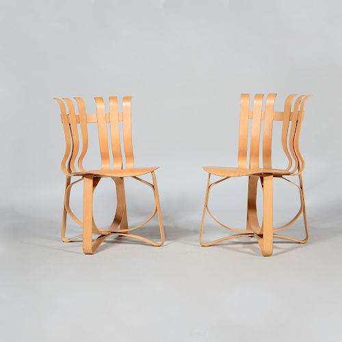 Frank Gehry Pair of Bent Maple 'Hat Trick' Chairs, for Knoll 