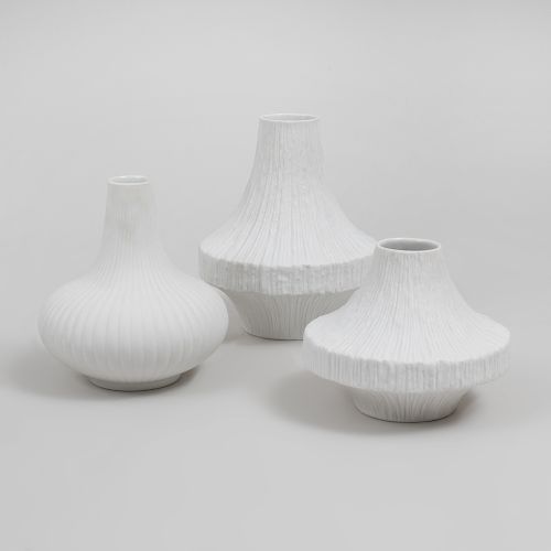 Three German Biscuit Porcelain Vases