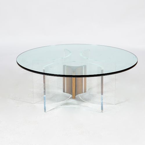 Acrylic and Plate-Glass Circular Low Table