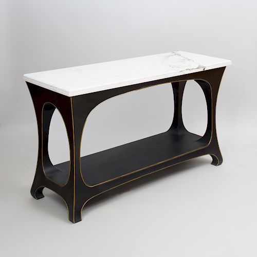 Black Painted and Parcel-Gilt Console, Designed by Todd Gribben