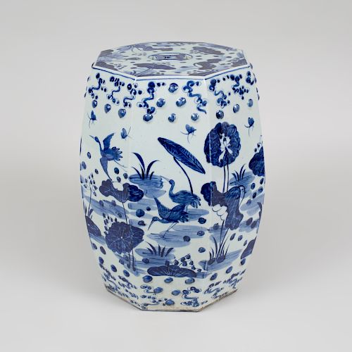 Chinese Blue and White Porcelain Octagonal Garden Seat
