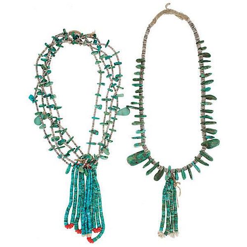 Navajo Turquoise and Heishi Necklaces From Asa Glascock Trading Post, Gallup, New Mexico 
