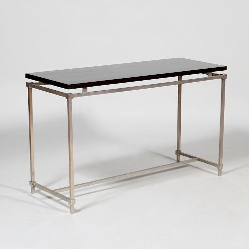 Nickel Plate and Ebonized Wood Console Table
