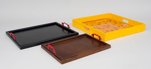 Two Faux Coral Mounted Wood Trays, Designed by Allegra Hicks