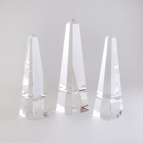 Group of Three Glass Obelisks