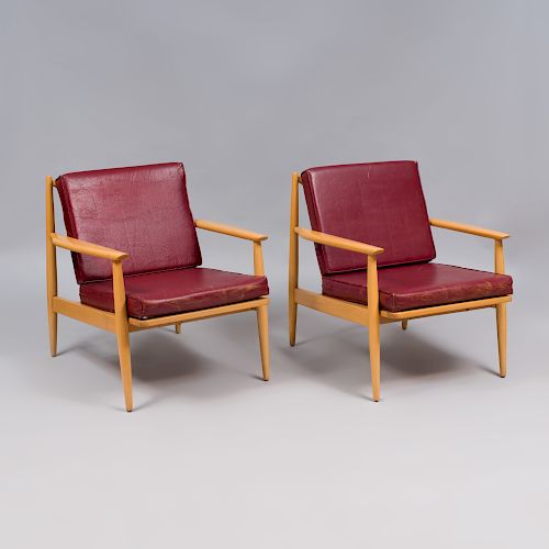 Pair of Bleached Wood Armchairs, in the Style of Heywood Wakefield