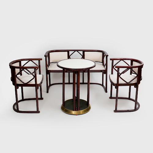 Suite of Josef Hoffman Stained Wood Seat Furniture