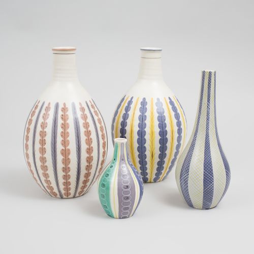 Group of Four Poole Porcelain Ovoid Bottle Vases