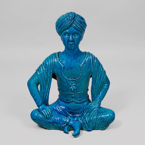 Blue Glazed Figure of a Seated Turk