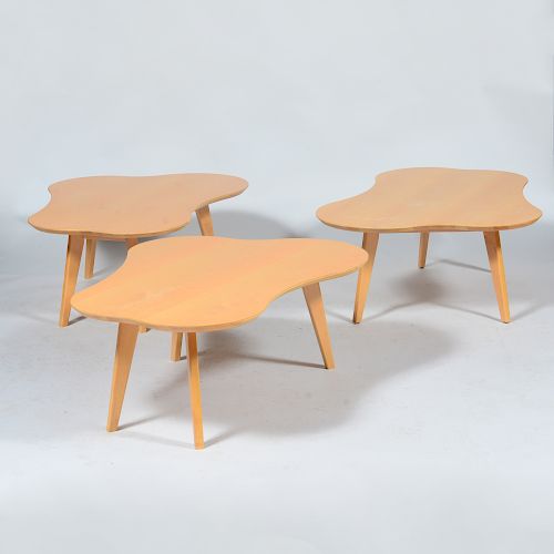 Set of Three Maple Biomorphic Low Tables