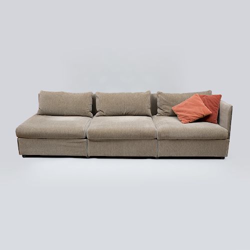 Mario Bellini Velvet Upholstered 'Char-a-Banc' Six Seat Sofa, for Cassina