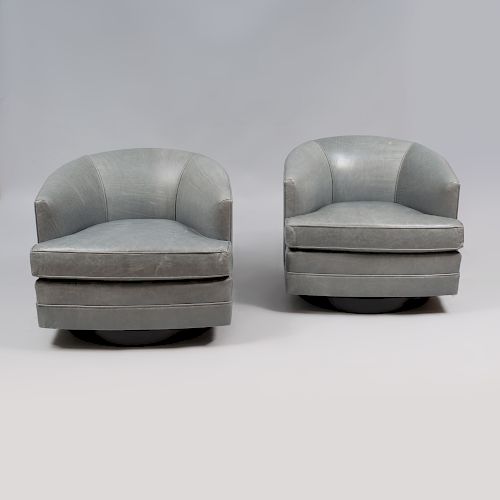 Leather Swivel Lounge Chairs, of Recent Manufacture