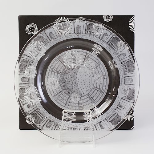 Piero Fornasetti Etched Glass Charger in the 'Palladiana' Pattern