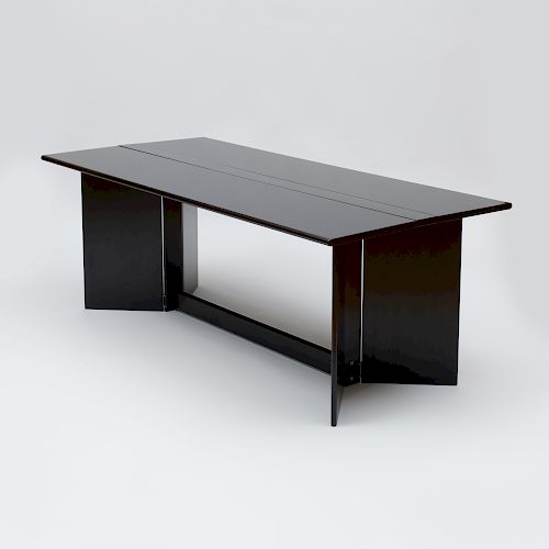 Black Lacquer Drop Leaf 'Talo' Dining Table