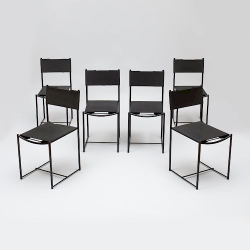 Set of Six Painted Metal and Neoprene "Spaghetti" Side Chairs, by Giandomenico Belotti for Alias