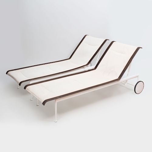 Pair of Richard Schultz Painted Metal and Nylon Chaise Lounges, for Knoll