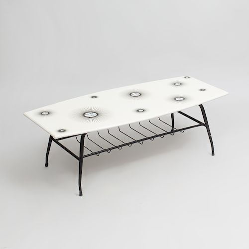 Piero Fornasetti Style Transfer Printed and Painted Metal Coffee Table, of Recent Manufacture