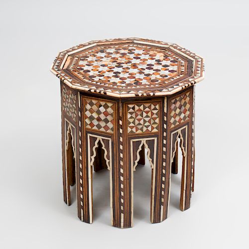 Moroccan Mother-of-Pearl and Bone Inlaid Octagonal Table