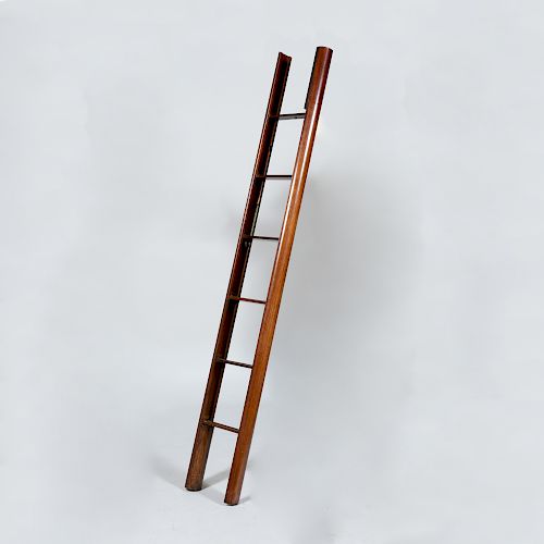Folding Mahogany Library Ladder