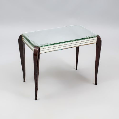 French Ebonized and Mirrored Glass Low Table