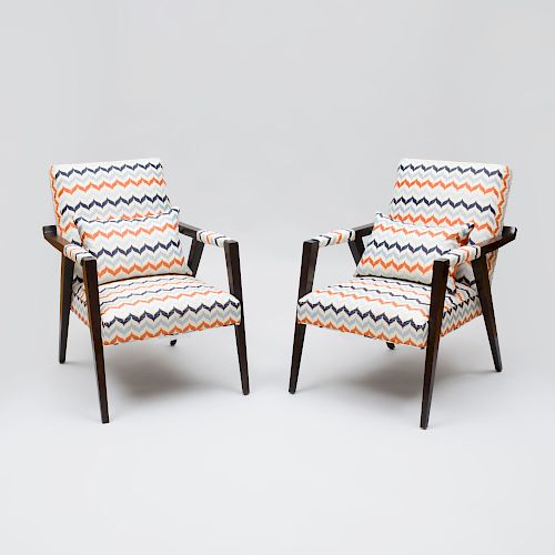 Pair of Micheal Berman Stained Wood 'Tempest' Chairs, for Kravet
