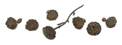 A Set of Seven French Bronze Models of Lotus Pods Length of longest 19 inches.