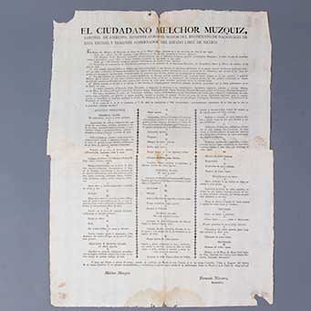 Múzquiz, Melchor. Bando Sobre Productos que se Prohibía Importar. México. México, Junio 9 de 1824.