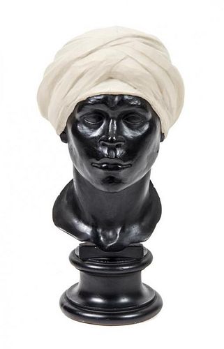 An Ebonized Marble Resin Bust Height 20 inches.