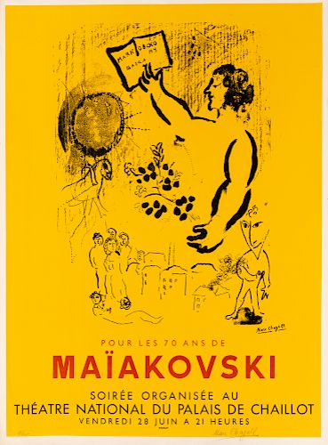 [MAYAKOVSKY] MARC CHAGALL (RUSSIAN-FRENCH 1887-1985), POUR LES 70 ANS DE MAIAKOVSKY, [1963]
