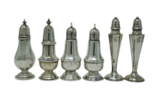 Three   Sterling   Pepper Shakers