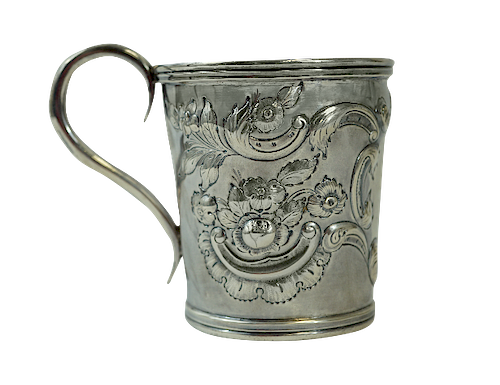 Elson & Wolf (Boston) Silver Repoussed Chased Mug