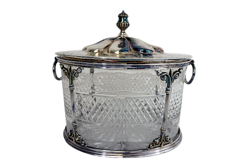 Antique English Crystal  Silver   Bucket