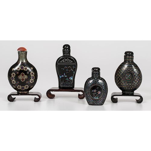 Mother-of-Pearl and Lacquer Snuff Bottles