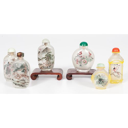 Chinese Reverse Painted Glass Snuff Bottles, Plus