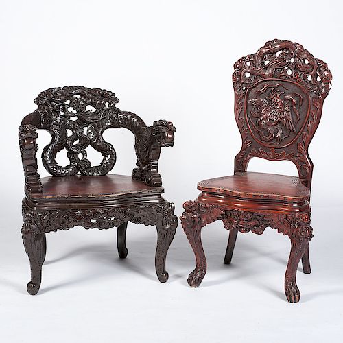 Chinese Carved Hardwood Chairs