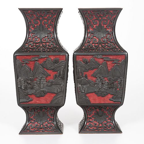 Chinese Cinnabar Vases