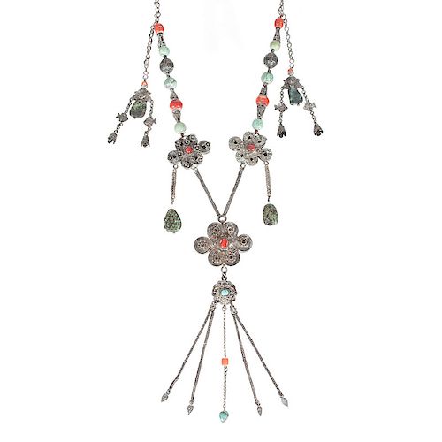 Tibetan Silver and Turquoise Necklace, Plus