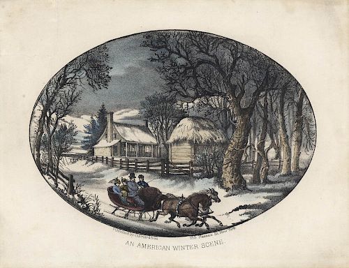 An American Winter Scene - Original, Rare, Very Small Folio Currier & Ives lithograph